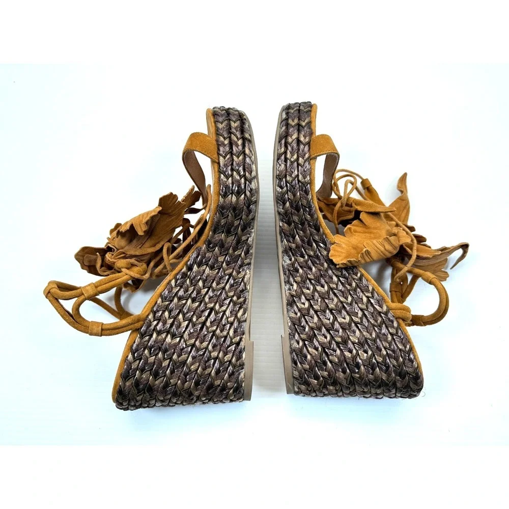 Cecilia NY Espadrille‎ Wedge Sandals Women 8.5 EUC $245 Leather Art to Wear